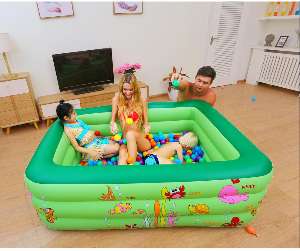 Bể bơi phao cho bé, bể phao bơi trẻ em loại to dày dài 2m1 cao 3 tầng swimming pool kèm bơm điện (Tặng 01 nến điện tử + 01 decal dán vở)