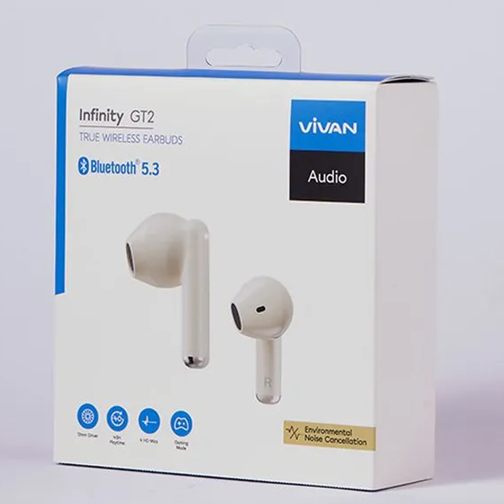 Tai Nghe Không Dây Bluetooth 5.3 VIVAN Infinity GT2 - Chống Nước IPX4 - Playtime 40H - Công Nghệ Khử Ồn ENC- HÀNG CHÍNH HÃNG