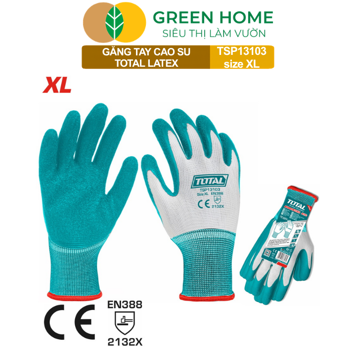 Găng Tay Cao Su Total TSP13103 GreenHome, Size XL – Làm Vườn, Chống Trơn Trượt, Bền Bỉ Cho Mọi Công Việc