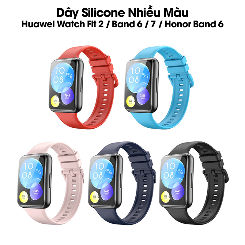 Dây đeo thay thế silicone nhiều màu dành cho đồng hồ Huawei Band 7 / Band 6 / Watch Fit 2 / Honor Band 6 Handtown - Hàng chính hãng