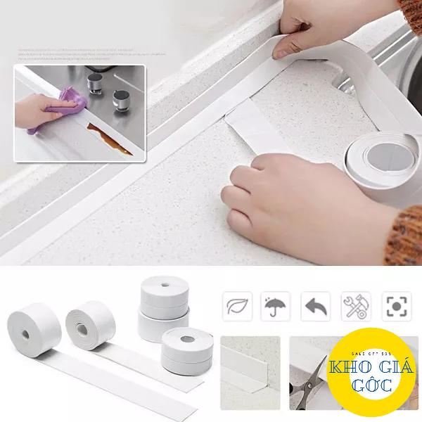 Băng Keo PVC Dán Viền Bếp Chống Dầu Mỡ Băng Dính, Dán Mép Tường Chống Ẩm Mốc BẢN NHỎ MÀU TRƠN 2CM