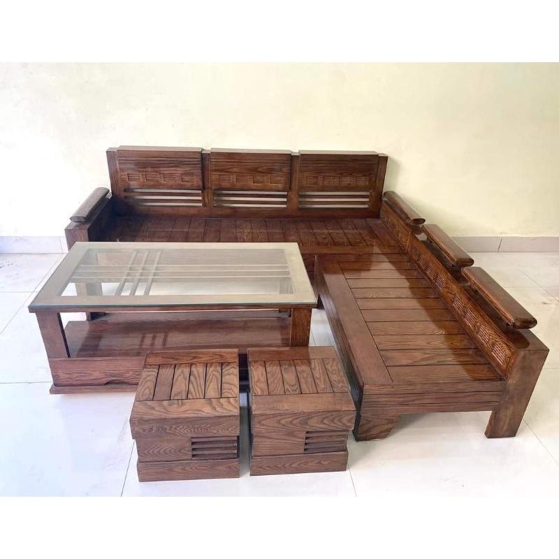 Bàn ghế phòng khách làm bằng gỗ sồi 100%