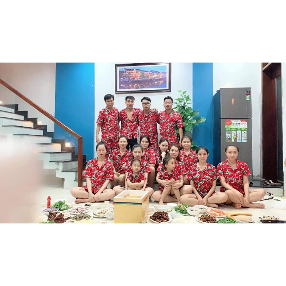 Bộ dưa đỏ chất liệu kate thái, hình ảnh thật