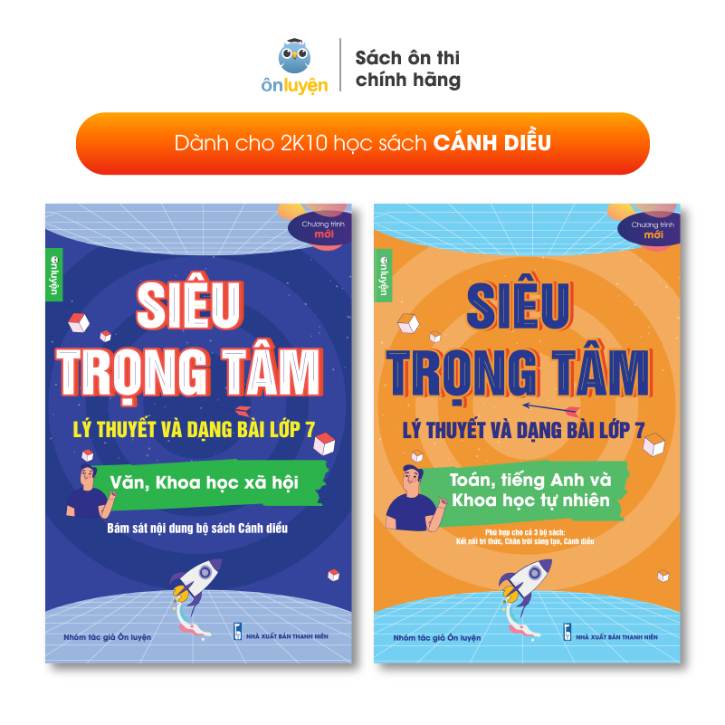 Lớp 7 - Combo 2 cuốn Siêu trọng tâm TOÁN, TIẾNG ANH, KHTN và Văn, Khoa học xã hội lớp 7- Nhà sách Ôn luyện