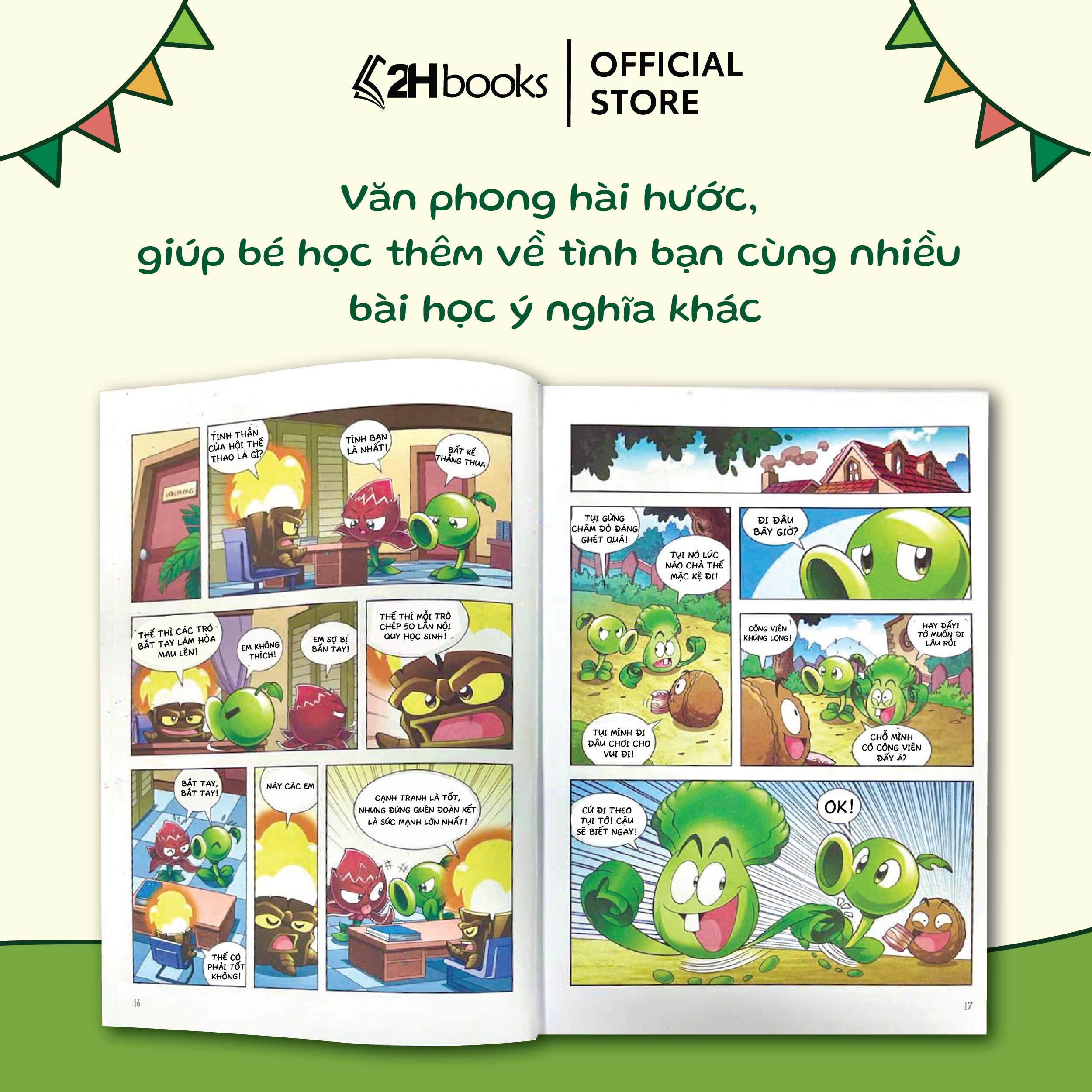 Sách Plants vs Zombies, Trái cây đại chiến zombie, Thế giới khủng long, Truyện tranh cho bé, 2HBooks