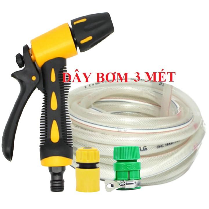 ️ Bộ dây vòi xịt nước rửa xe, tưới cây . tăng áp 3 lần, loại 3m, 5m 206319P cút sập,nối vàng+ tặng mở chai