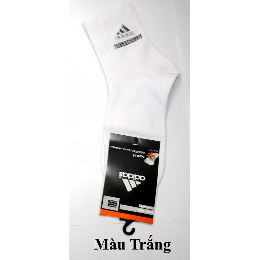 TẤT VỚ NAM CỔ TRUNG Thêu chữ ADIDA trên cổ vớ Chất liệu thun cotton Cao cấp Dày Êm Thấm hút mồ hôi Nhãn hiệu SPORT SOCK