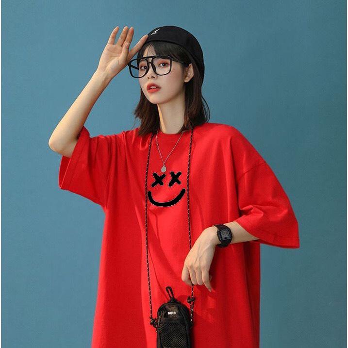 Áo Thun Áo Phông Tay Lỡ Over Size Thoitrang24h In Hình Mặt Cười Unisex Form Rộng