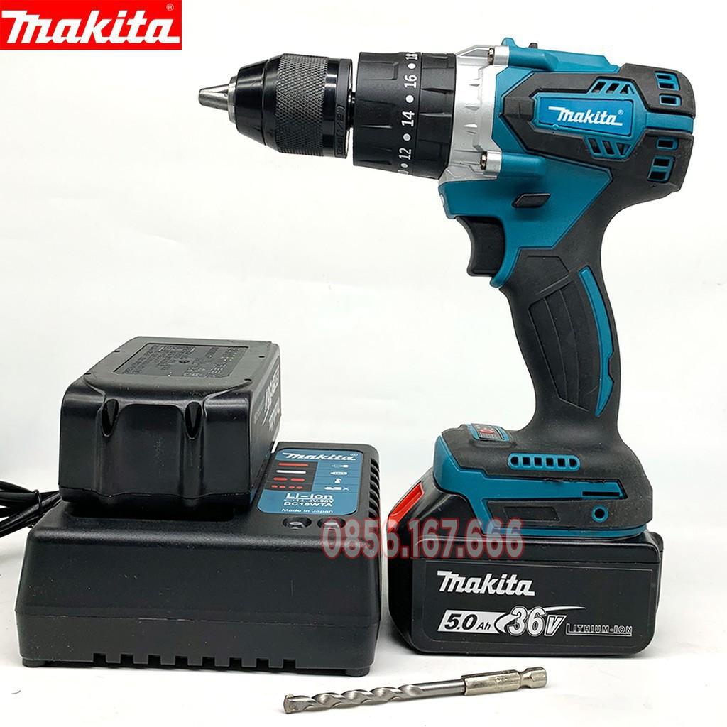 Máy Khoan Pin Makita 36v Không Than Có Búa, Pin 10 CELL AutoLock 13 Ly - Bắt Vít, Siết Bulong