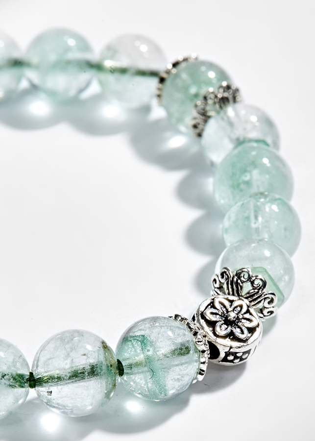 Vòng tay thạch anh tóc xanh phối charm bạc  Ngọc Quý Gemstones