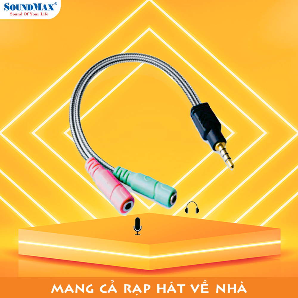 SoundMax Jack Gộp Mic Và Audio Đầu 3.5mm | Audio Mic Splitter | Phụ Kiện Nghe Nhạc Cáp 3.5mm Ra 2 Đầu Audio + Micro | Chất Lượng Âm Thanh Tuyệt Vời - Hàng Chính Hãng Bảo Hành 12 Tháng