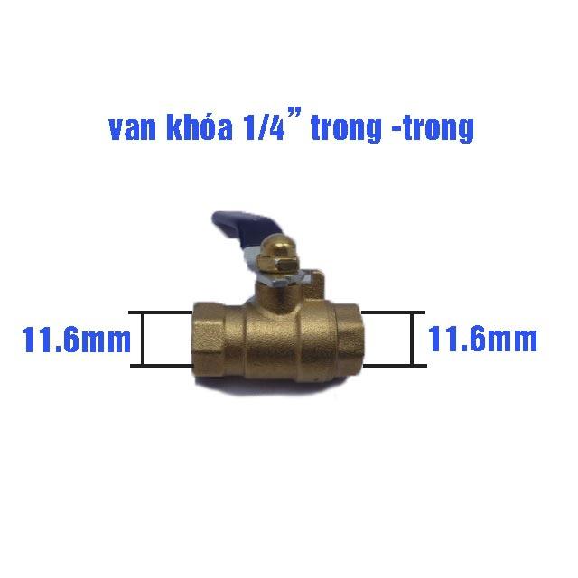 Van đồng khóa nước 1/4 (Ren 13) - loại dày - đồng thau 100% - van gạt khóa cao cấp