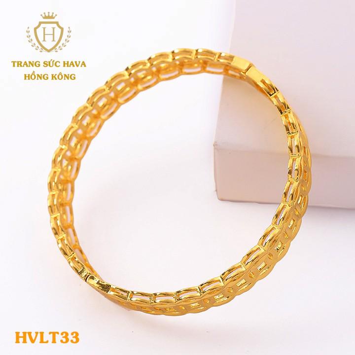 Lắc Tay, Vòng Tay Nữ Kim Tiền Trơn Xi Mạ Vàng Non Cao Cấp - Trang Sức Hava Hong Kong - HVLT33
