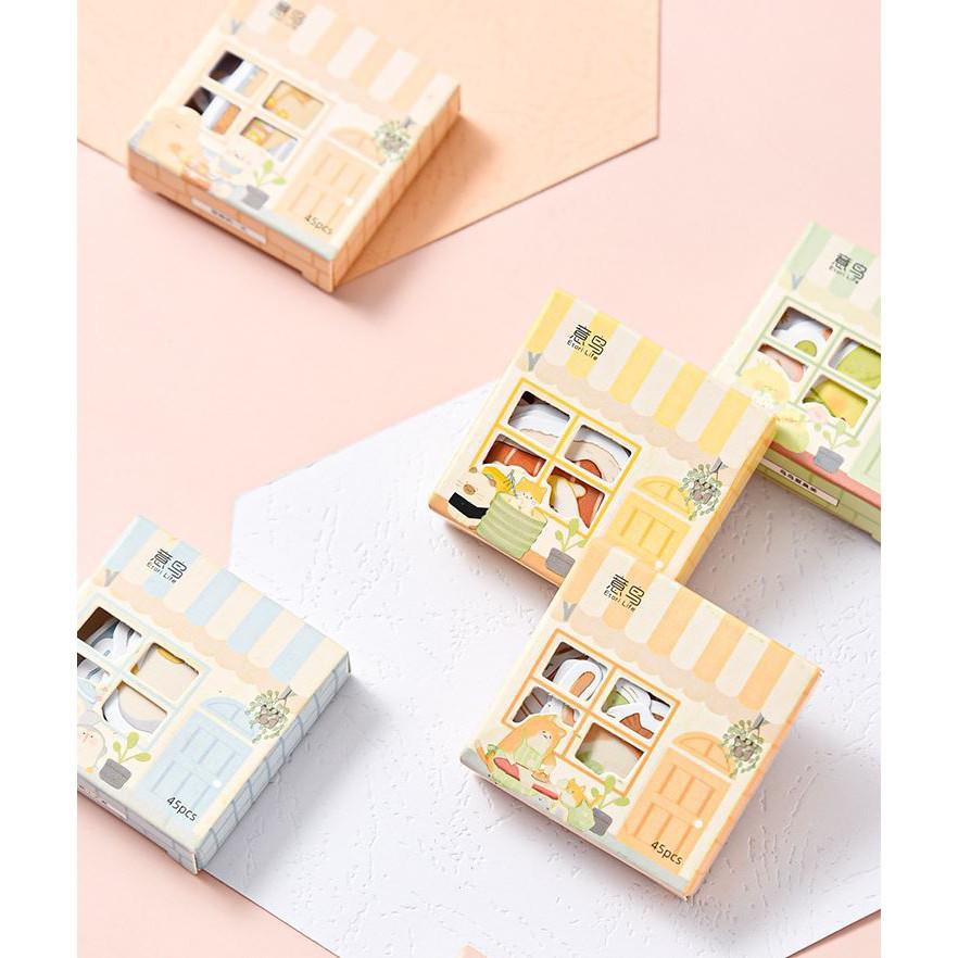 Bộ 45 Sticker Hàn Quốc hình Con Vật Tinh Nghịch dán trang trí E94
