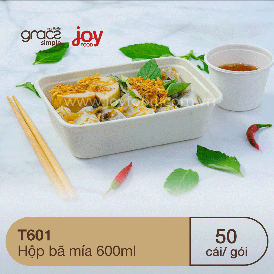 50 hộp bã mía chữ nhật Thái Lan 600ml