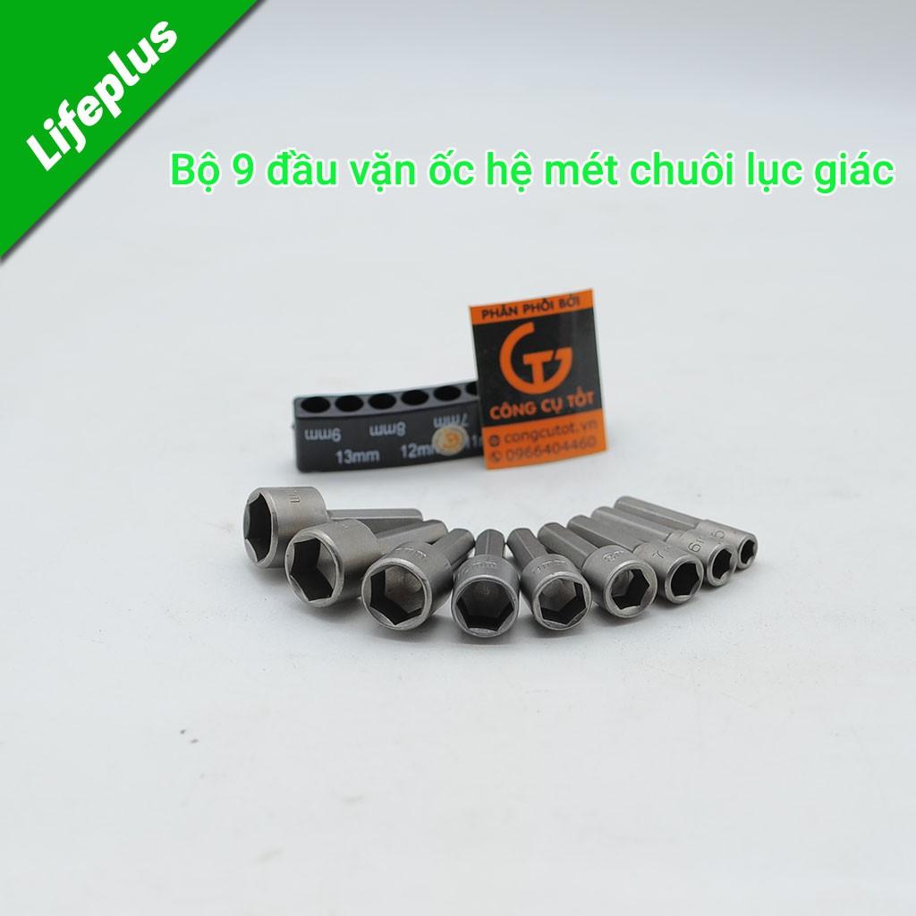 Bộ 9 đầu vặn ốc chuôi lục giác hệ mét từ 5mm-13mm