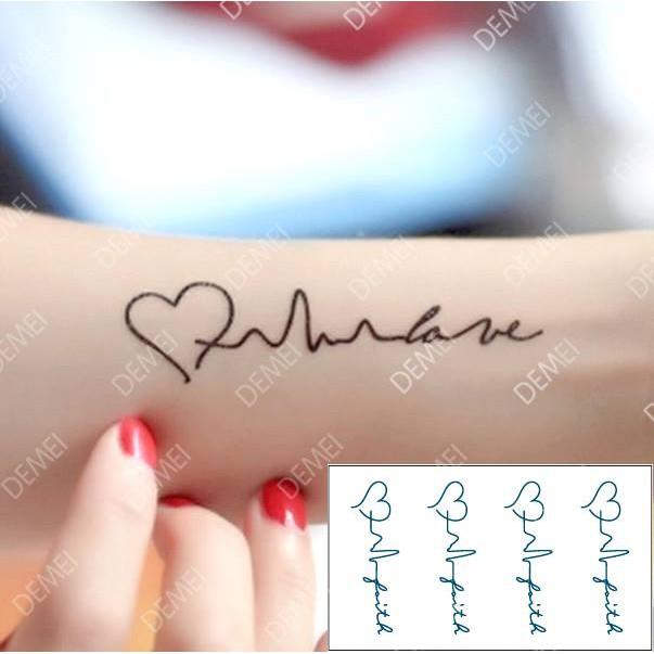 Combo 5 tấm hình xăm dán tattoo cao cấp 10x20cm NHỊP TIM THỔN THỨC