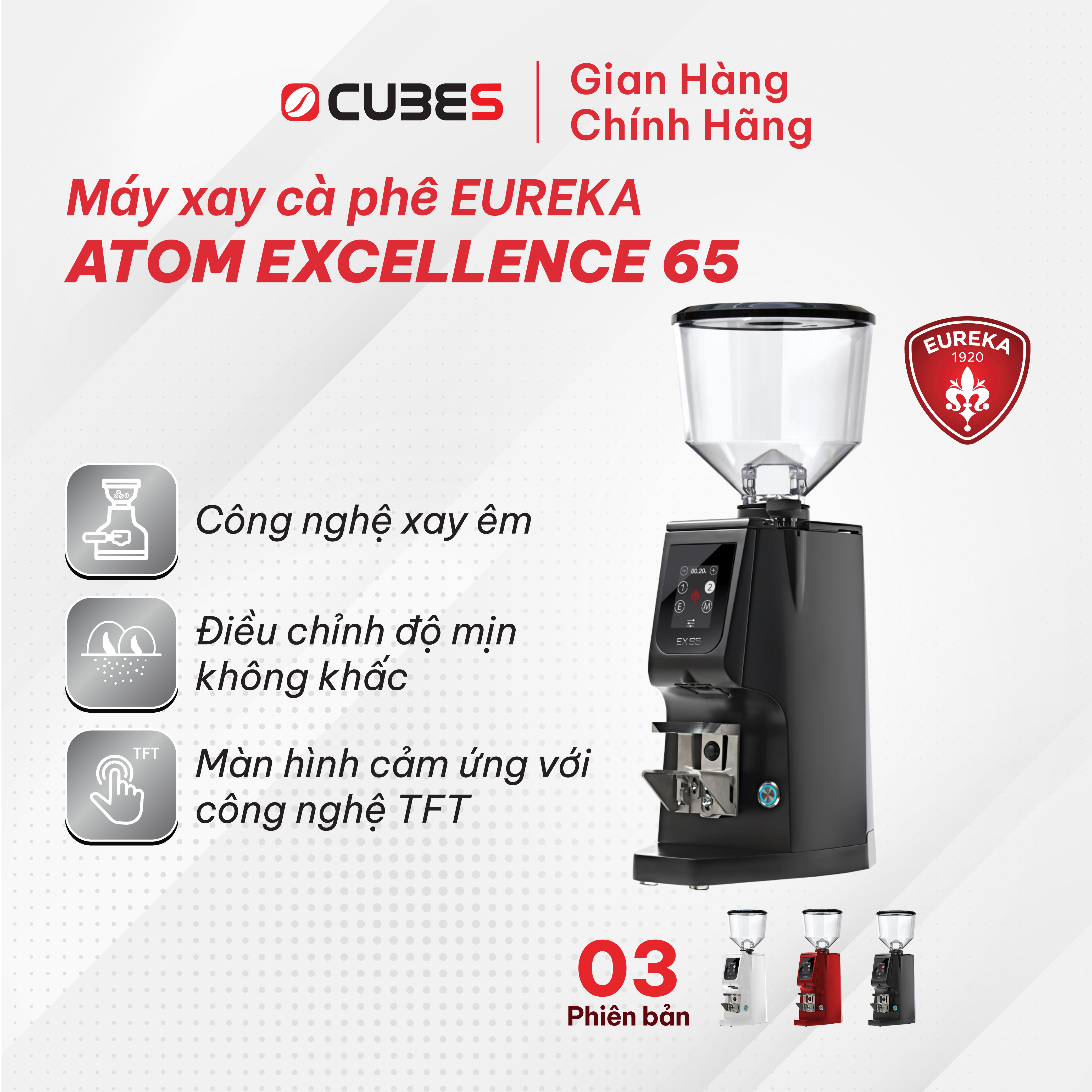 Máy xay cà phê Eureka Atom Excellence 65 - Hàng nhập khẩu từ Ý