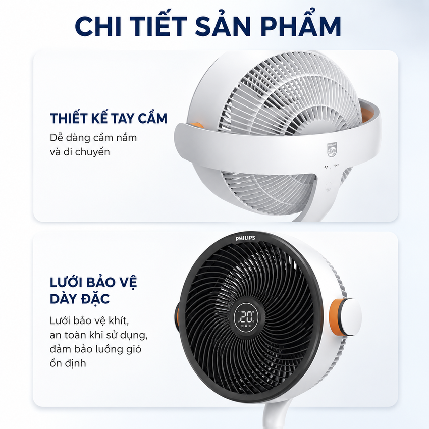 Quạt tuần hoàn không khí động cơ biến tần 32 tốc độ gió thương hiệu Hà Lan Philips ACR4144CF Serial 4000 - Hàng nhập khẩu