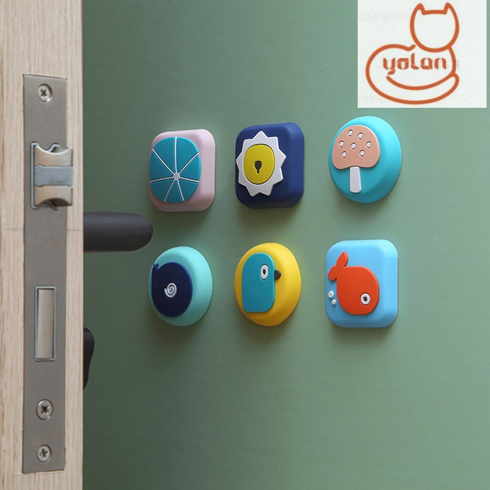 ☆YOLA☆ Thicken Door Stopper Cartoon Door Handle Bumper Wall Protector Silicone Crash Pad Collision Avoidance Mute Self Adhesive Guard