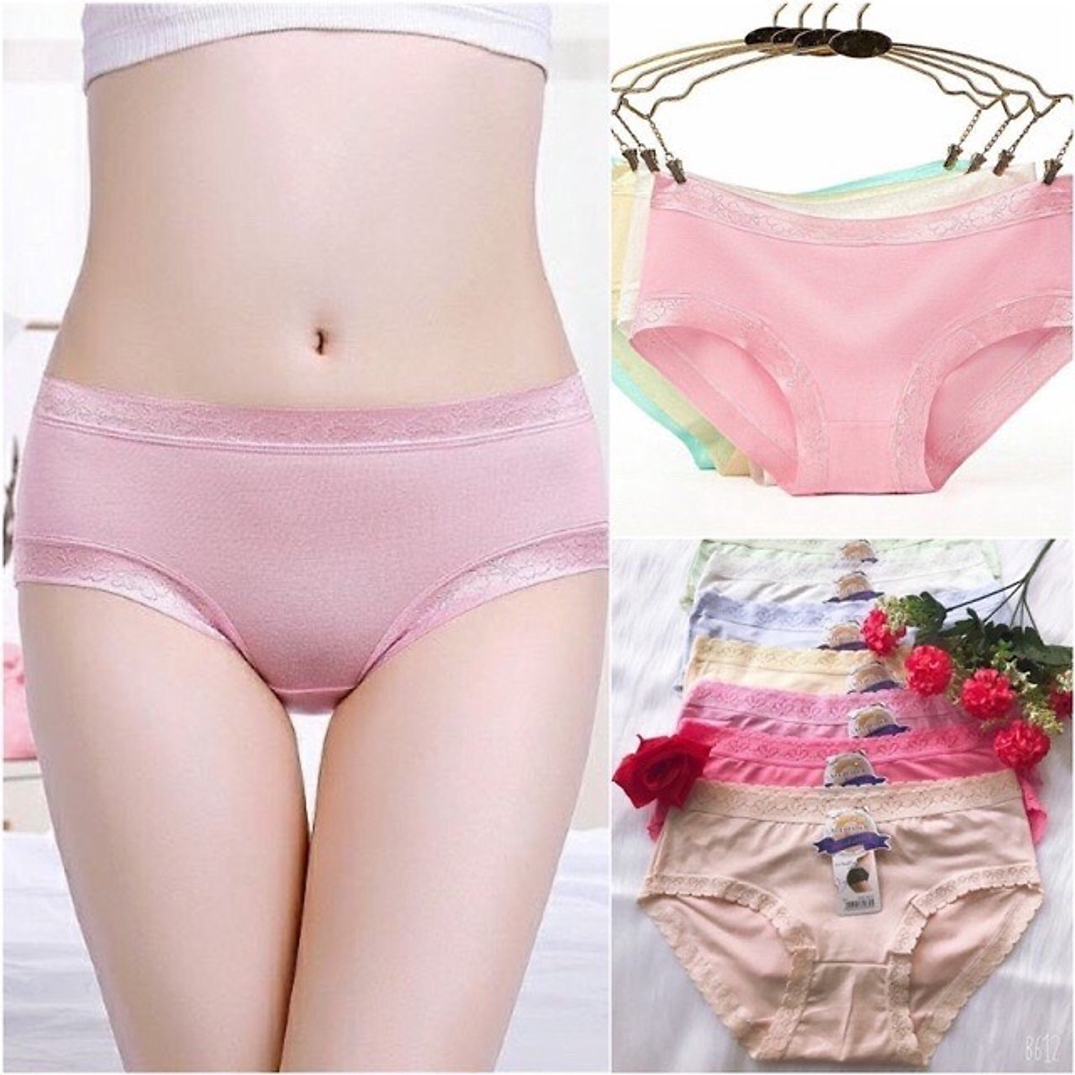 Combo 10 Quần Lót Nữ Cotton Siêu Xinh Viền Ren – Free size 45-60kg – Giao nhiều màu ngẫu nhiên