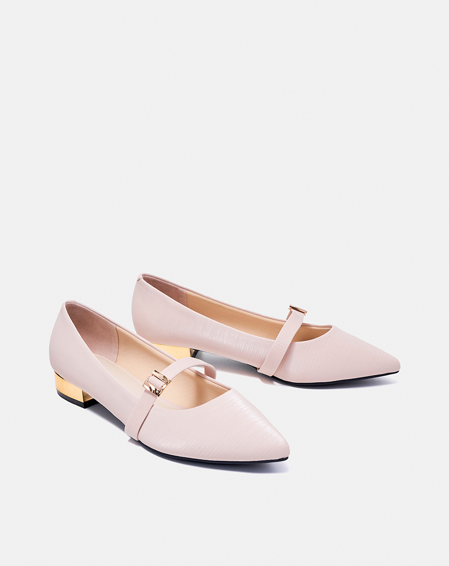 Giày Búp Bê 3cm Nữ Thời Trang JUNO Cao Gót Trang Trí Khoá BB03102