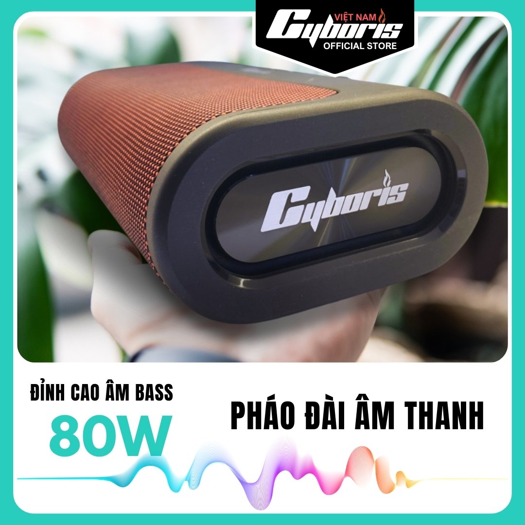 Loa Nghe nhạc Bluetooth Cyboris T9 - Màu Đỏ, Loa siêu Bass, Công suất 80W, Chống nước IPX5, Pin 10400mAh. Hàng Chính Hãng