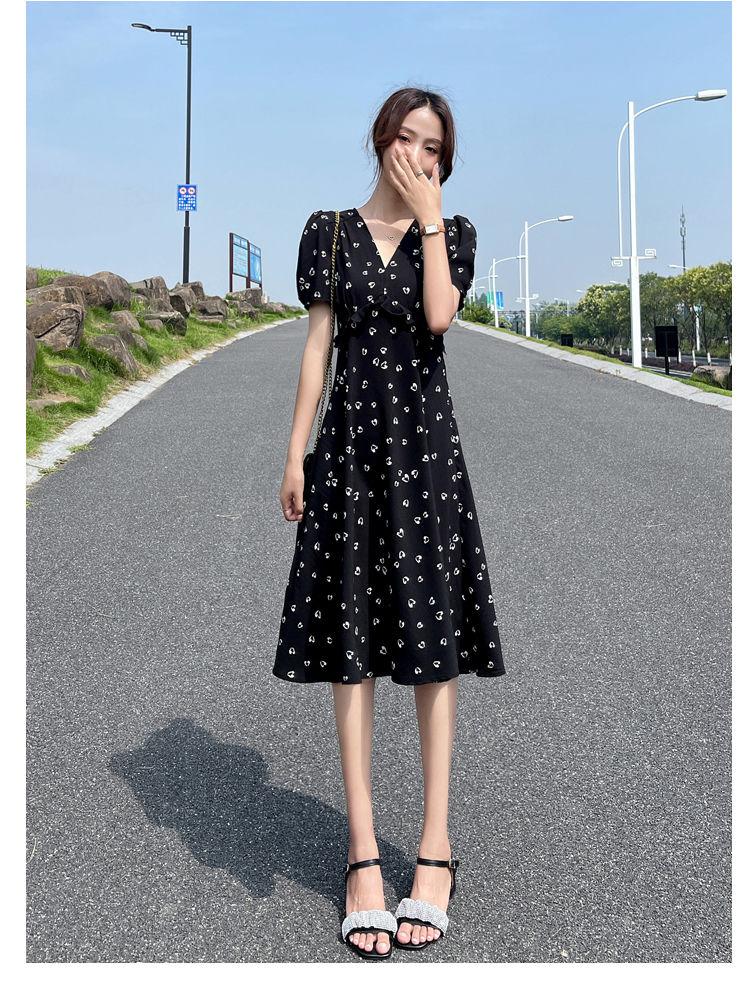 TOBE1SHOP Váy chiffon hoa nhỏ cho phụ nữ 2023 mùa hè Pháp màu đỏ khí chất cao eo mỏng váy