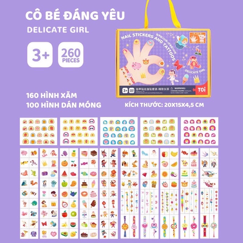 Đồ chơi Dán Móng Tay và Hình Xăm Nail Stickers and Tatoos Chính hãng TOI - Dành cho bé từ 3 tuổi+