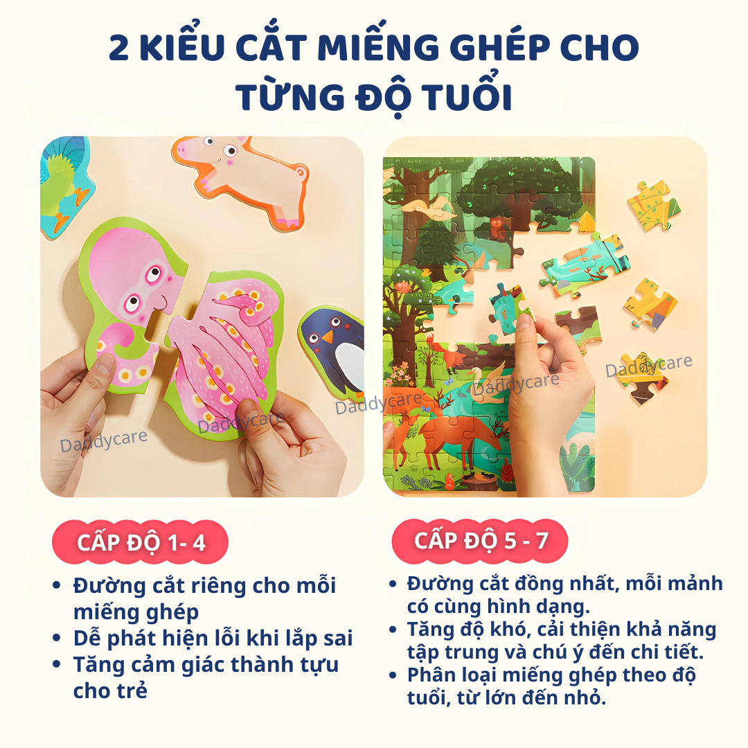 Xếp Hình Cho Bé 3, 4, 5 Tuổi cấp độ Mideer puzzles Level Up 3 Natural Scenery đồ chơi trí tuệ cho bé