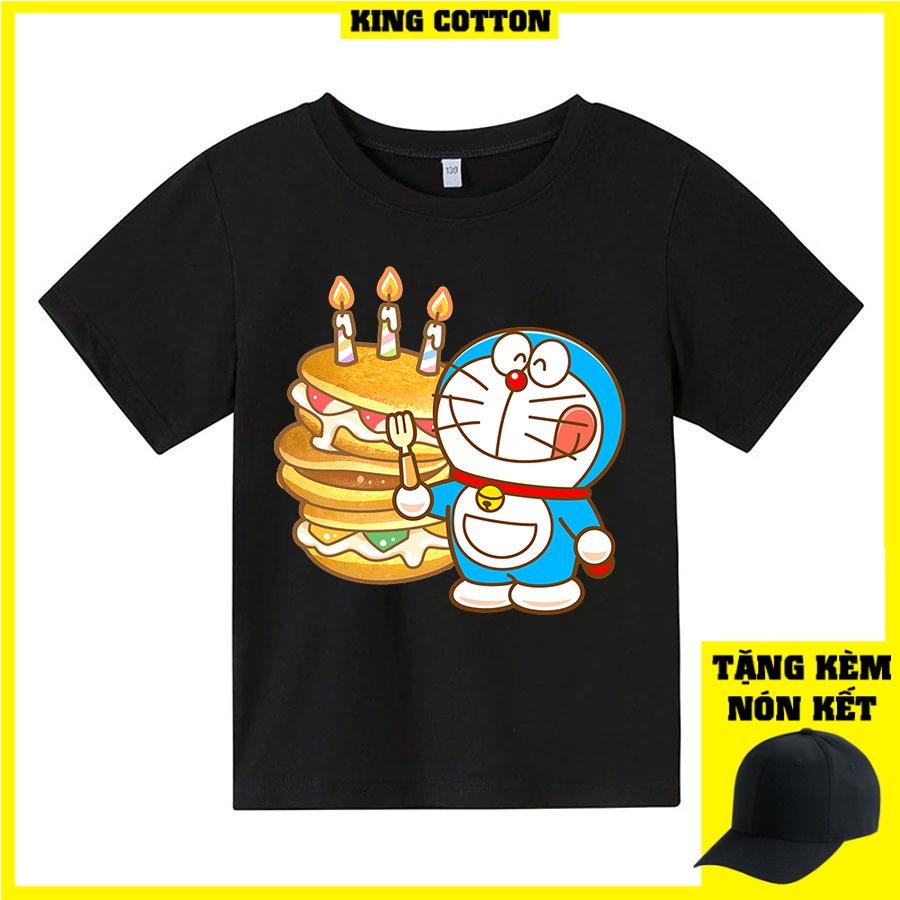 Áo thun trẻ em doraemon bánh rán 4 màu Có size người lớn, King Cotton