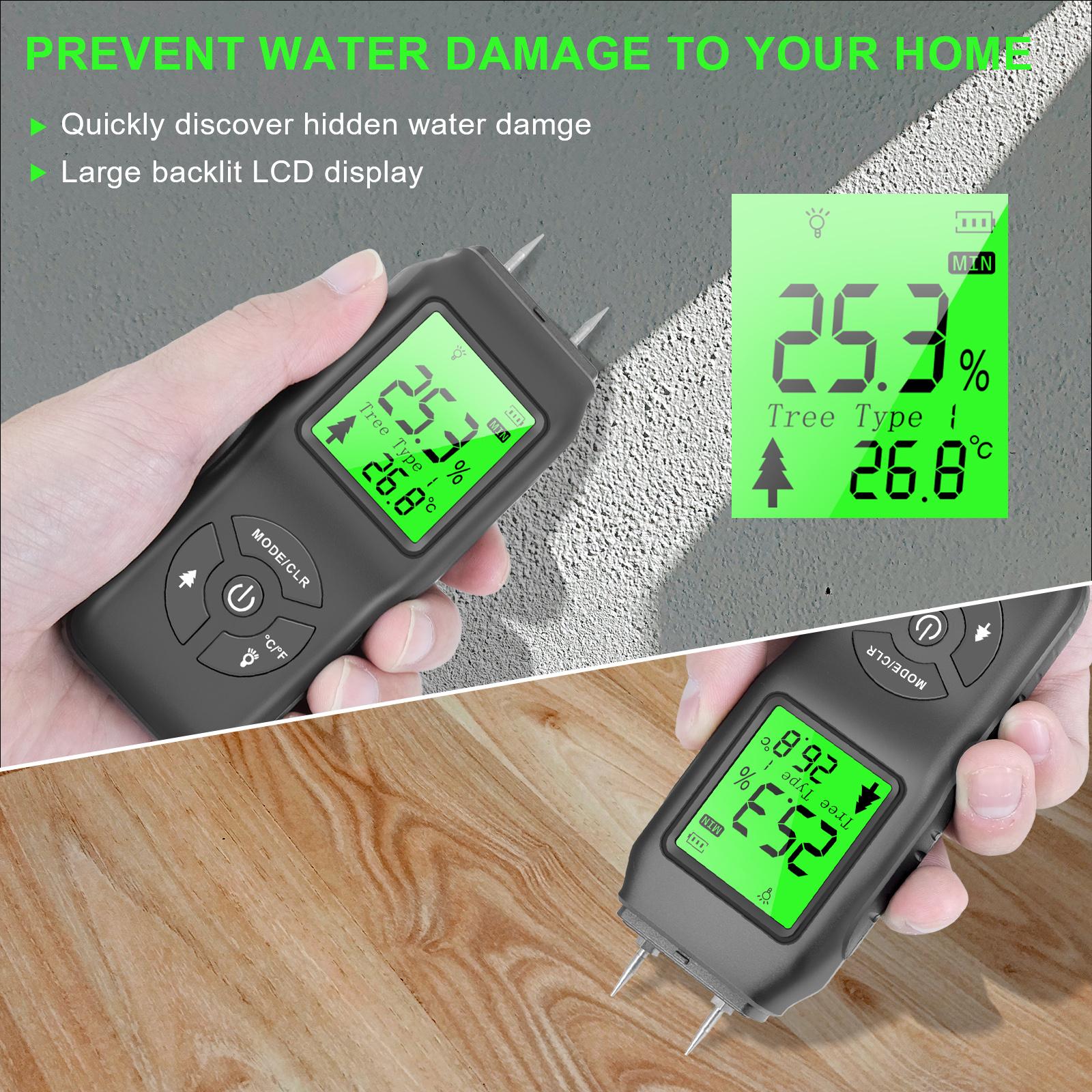 Máy Dò Độ Ẩm Kỹ Thuật Số Cầm Tay Màn Hình Lcd Có Đèn Nền Dò Rò Rỉ Nước Chính Xác