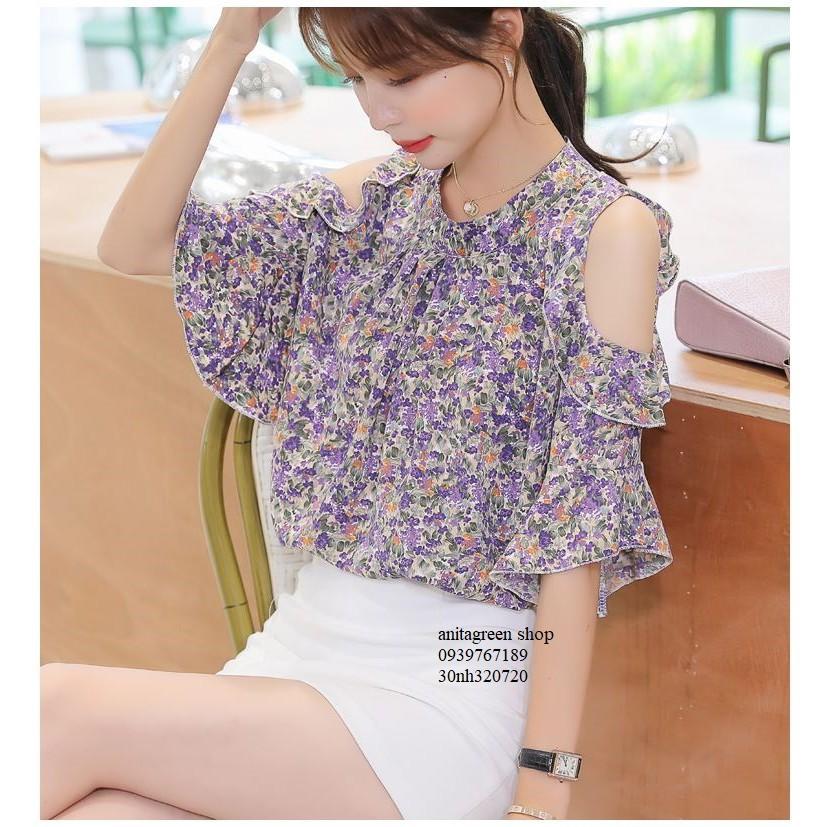 Tk320720-ÁO KIỂU HOA TRỄ VAI