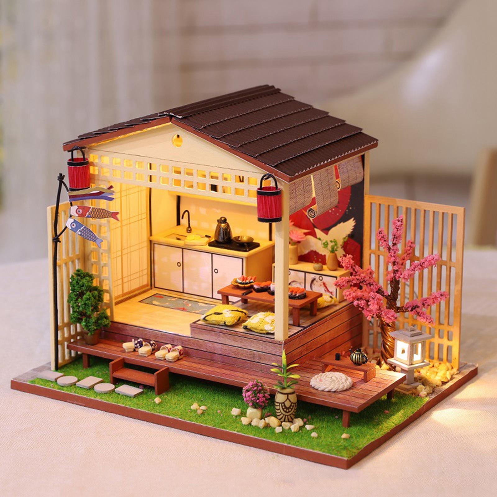 Creative Wooden Dollhouse DIY 3D Puzzle with Light & Furniture,Handcraft Cottage Accessory Valentine'S Gift