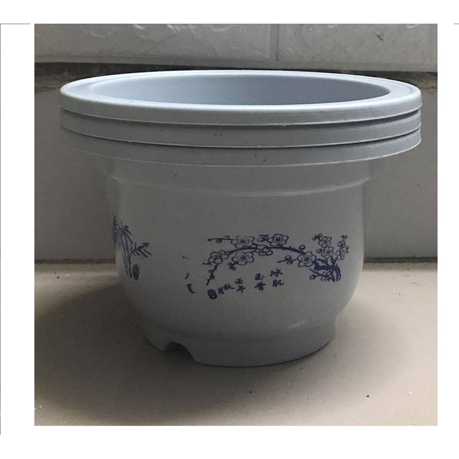 3 Chậu Nhựa Trồng Cây Hoa, Cây Cảnh Màu Trắng MiNi A200x130