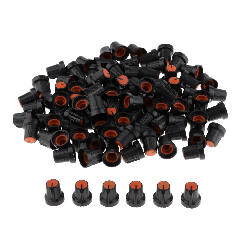 100 Pieces 6mm Plastic Potentiometer Control Volume Knobs Mini Cap orange