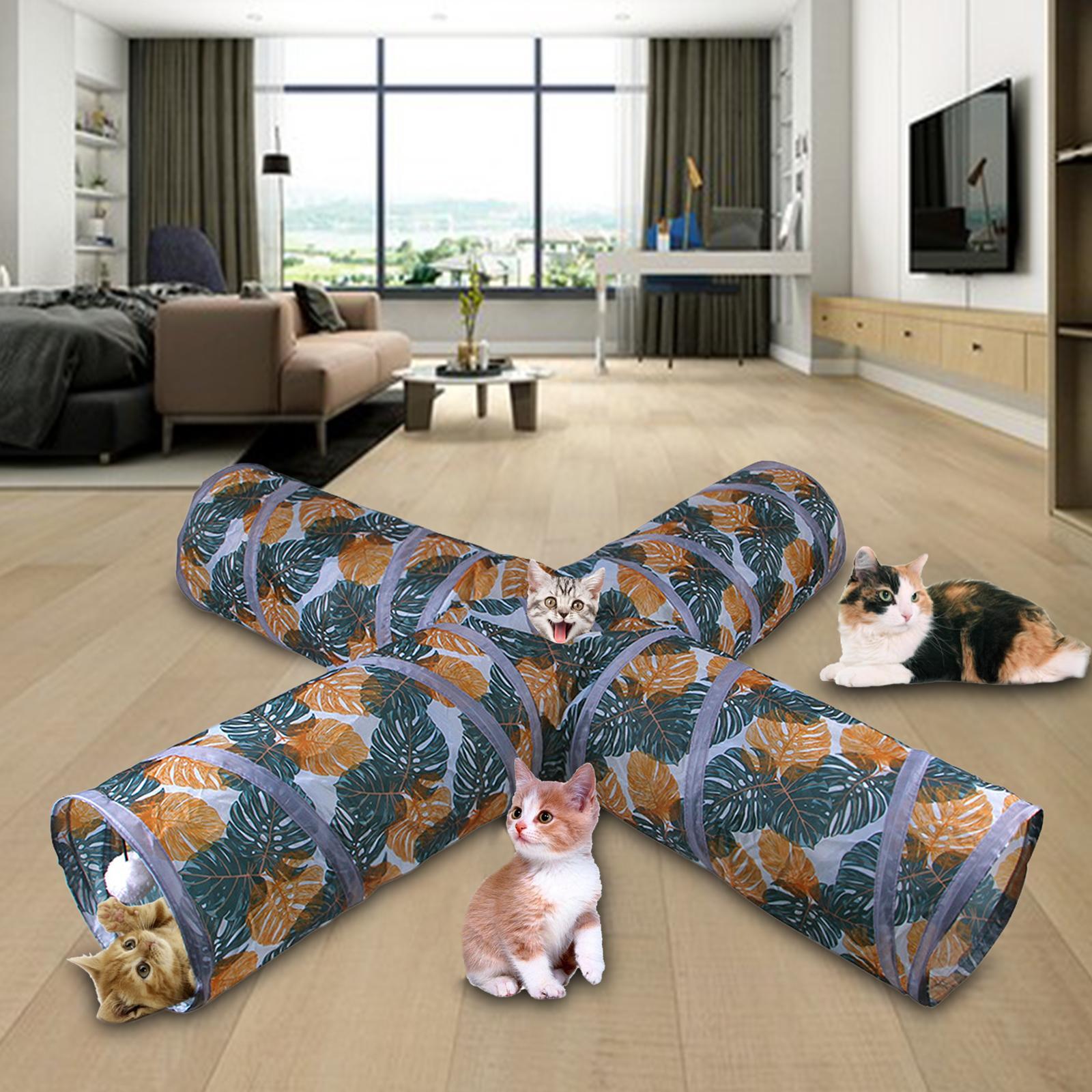 Cat Tunnel Collapsible Pet Interactive Toy Kitten with Ball for Indoor