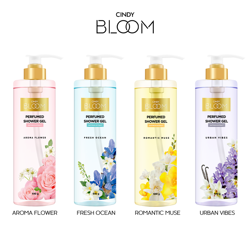 Sữa tắm nước hoa dưỡng ẩm sáng da Cindy Bloom Romantic Muse mùi hương quyến rũ lãng mạn 640g