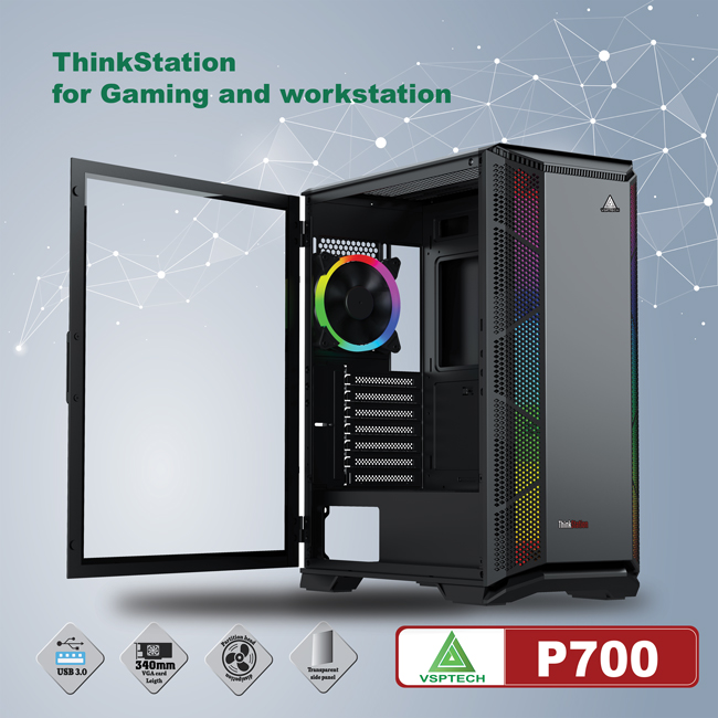 Vỏ máy tính Case VSP P700 ~ Kính cường lực không FAN - Hàng chính hãng TECH VISION phân phối