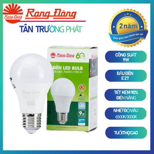 Bóng đèn LED BULB tròn 9W  Rạng Đông Model: A60N1/9W