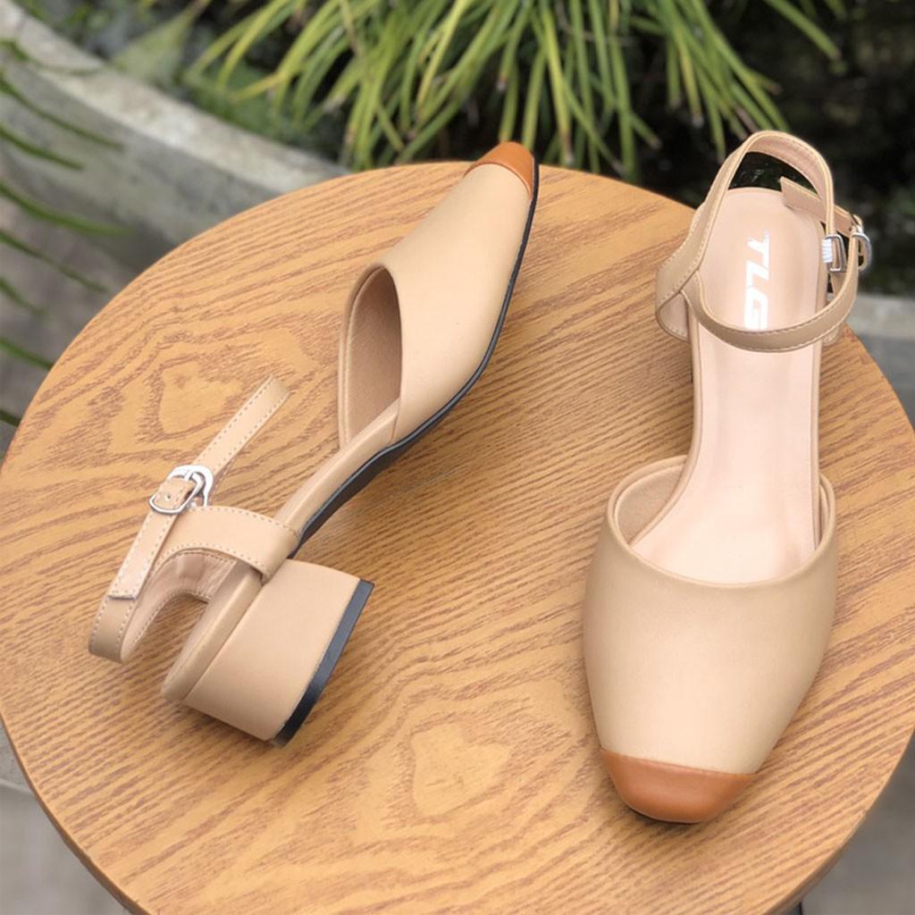 Sandal gót 3p phối mầu 21341