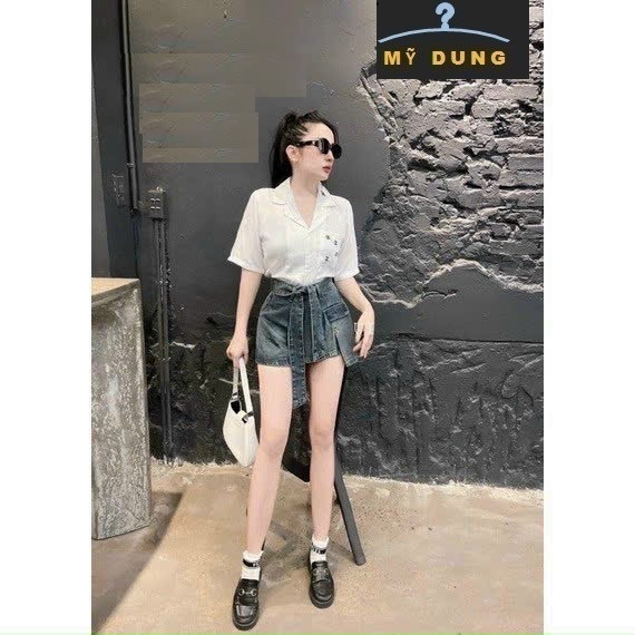 QUẦN SHORT JEAN  GIẢ VÁY NẮP TÚI + DÂY BELL CÁCH ĐIỆU, DỄ THƯƠNG NĂNG ĐỘNG-RẤT DỄ PHỐI ĐỒ-HÀNG NHẬP LOẠI 1, FORM DÁNG CỰC CHUẨN