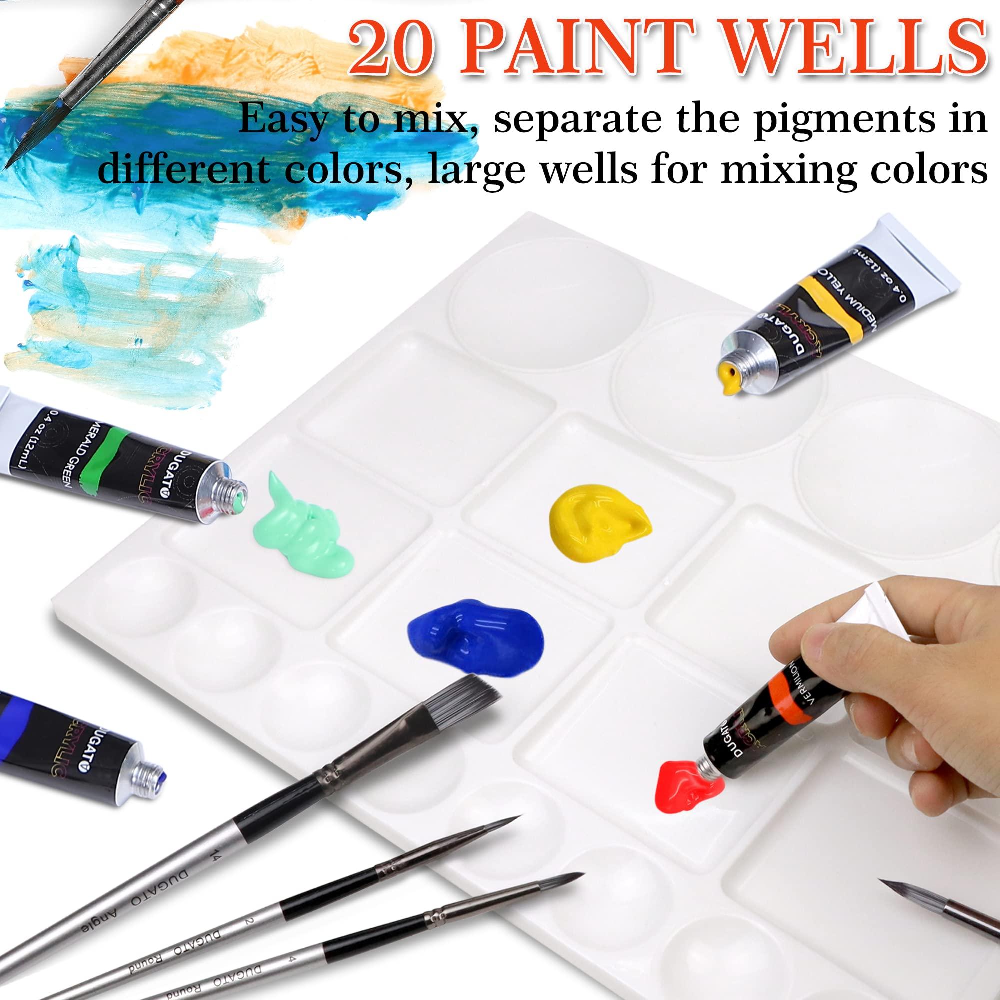 Bảng màu sơn 2pcs, bảng nhựa 25 x 33cm, 20 khay trộn để trộn và phân tách màu sắc