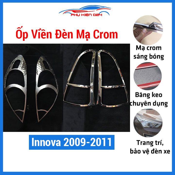 Ốp viền đèn pha hậu Innova 2009-2010-2011 mạ crom, ốp đèn lắp trước sau trang trí bảo vệ xe hơi