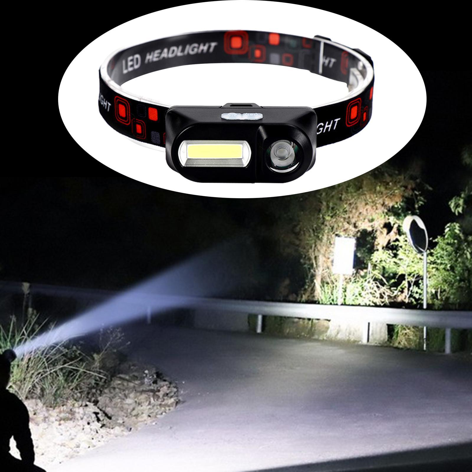 2x LED Outdoor Headlight USB Outage Head Torch Head Light Emergency Headlamp