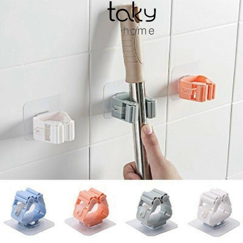 Kẹp Dính Tường Treo Chổi - Cây Lau Nhà, Luôn Gọn Gàng, Sử Dụng, Kẹp Có Miếng Dán Siêu Chắc, Dễ Dàng Sử Dụng. TakyHome 4028