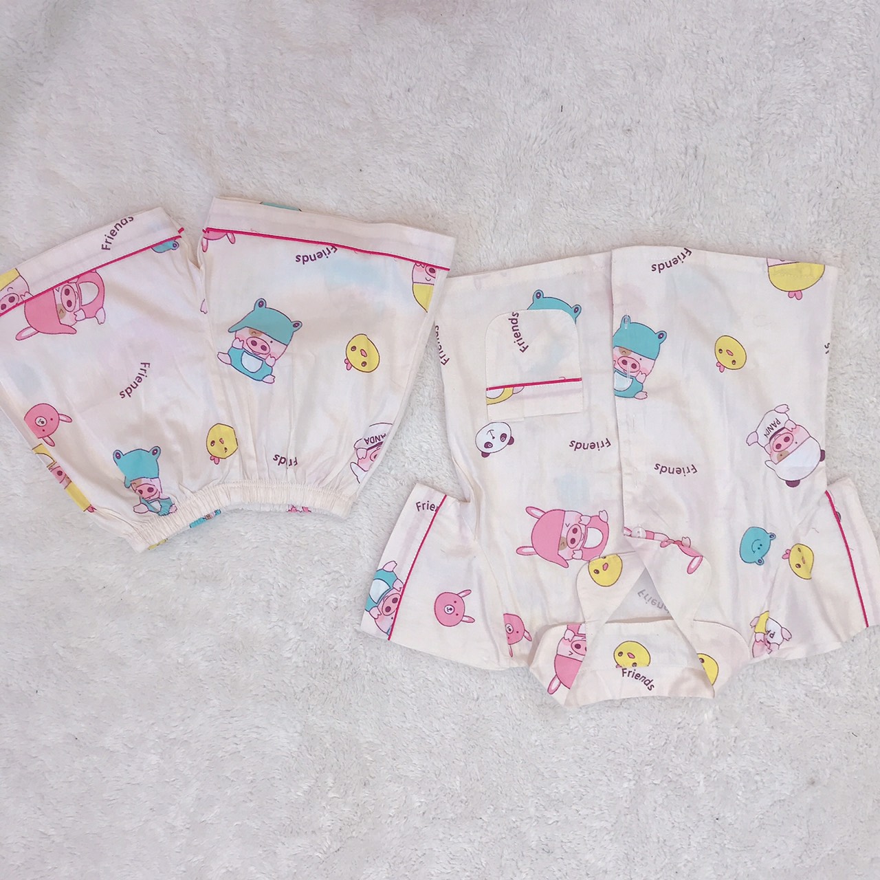 Bộ mặc nhà pyjama bé gái từ mùa hè 8 kg đến 22 kg chất liệu thô cotton thấm hút mồ hôi đường may cẩn thận họa tiết đáng yêu