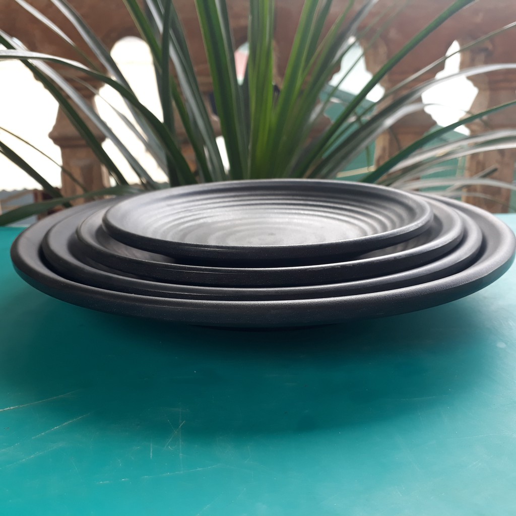 Đĩa tròn đen nhám đẳng cấp 100% melamine cao cấp, hàng cam kết đẹp, dày dặn và cực sang trọng