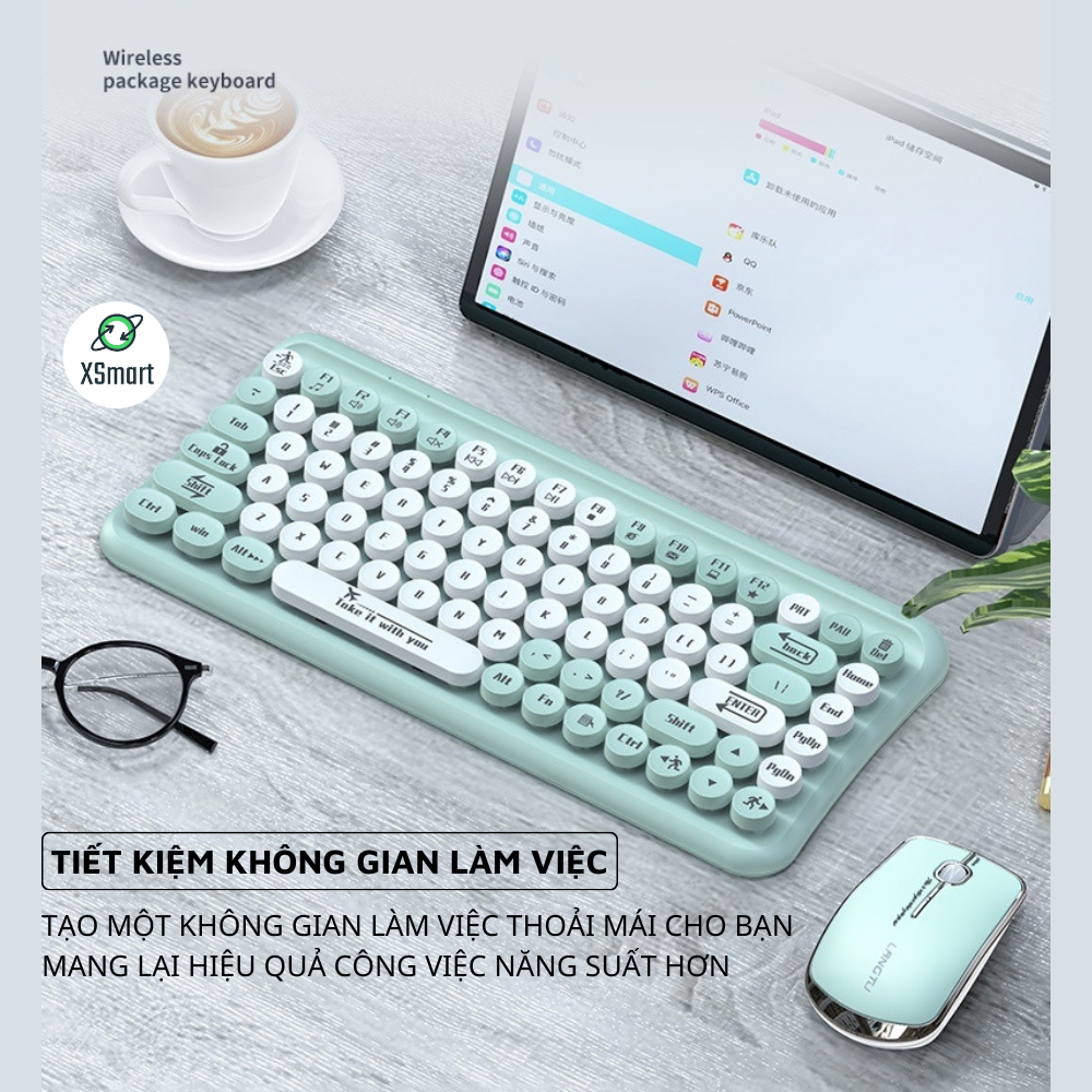 Bộ Bàn Phím Không Dây Cao Cấp LT700 Thiết Kế Cực Đẹp, Pin Trâu, Kết Nối Đa Năng Qua Cổng USB 2.4GHz Cho Máy Tính, Laptop-HÀNG CHÍNH HÃNG