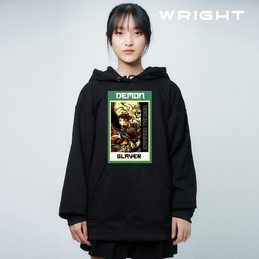 Áo hoodie anime demon slayer tanjiro (khung xanh lá) wright oversize unisex